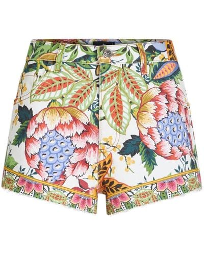 Etro Jeans-Shorts mit Bouquet-Print - Grün