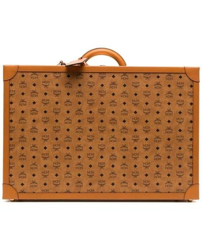 MCM Medium Visetos-print Suitcase - Brown