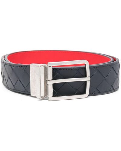 Bottega Veneta Intrecciato Reversible Leather Belt - Red