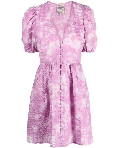 Baum und Pferdgarten Mini-jurk Met Tie-dye Print - Roze