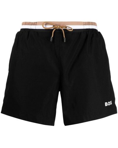 BOSS Boss Logo-print Swim Shorts Black
