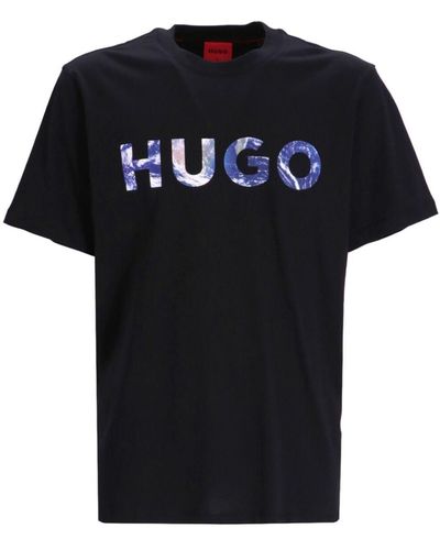HUGO フロックロゴ Tシャツ - ブラック