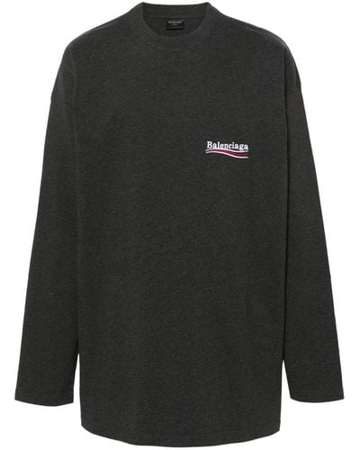 Balenciaga Political Campaign Cotton Sweatshirt - Black