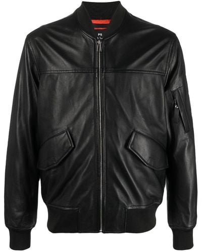 PS by Paul Smith Zip-fastening Leather Jacket - Black