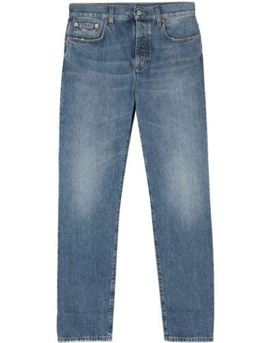 Gucci Low Waist Straight Jeans Met Horsebit-detail - Blauw