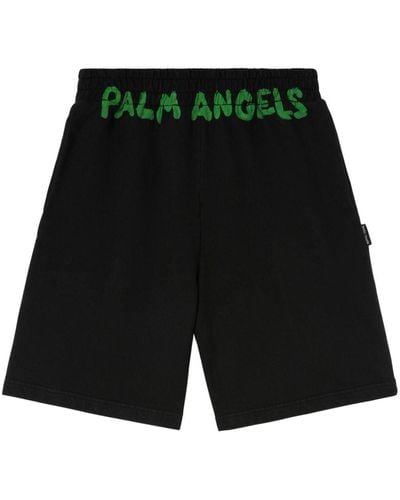 Palm Angels Shorts sportivi con stampa - Nero