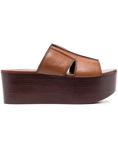 See By Chloé Leather 60mm Platform Sandals - Brown