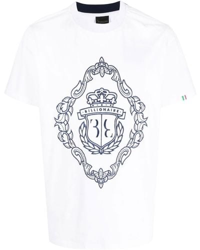 Billionaire Logo-embroidered Short-sleeve T-shirt - White