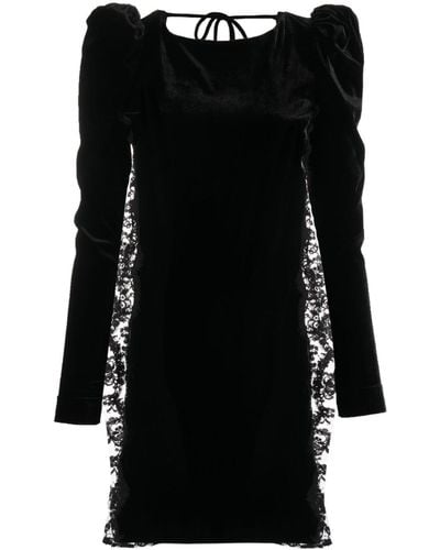 Alessandra Rich Lace-trim Velvet Minidress - Black