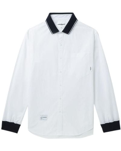 Chocoolate Contrasting-trim Cotton Shirt - White