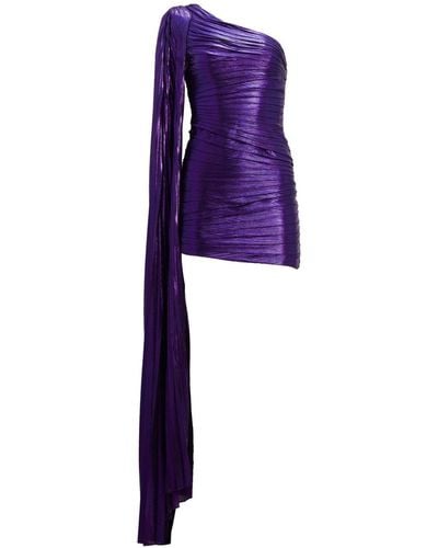 retroféte Karena Draped One-shoulder Mini Dress - Purple