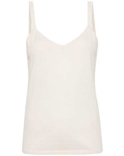 N.Peal Cashmere V-neck sleeveless top - Blanc
