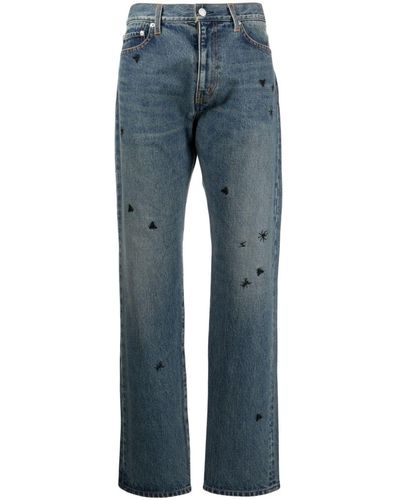 Undercover Embroidered Straight-leg Jeans - Blue