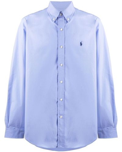 Polo Ralph Lauren Embroidered-logo Long-sleeve Shirt - Blue