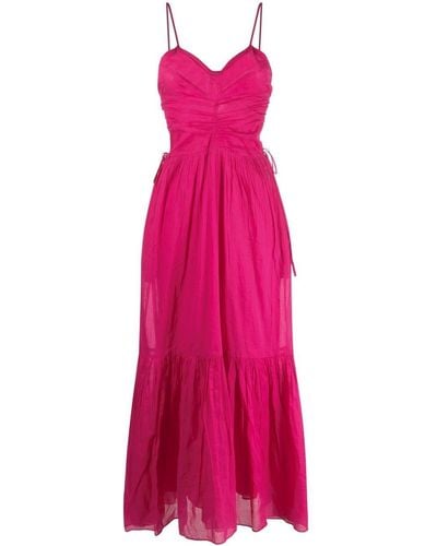 Isabel Marant Gathered Cotton Maxi Dress - Pink