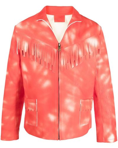 ERL Tie Dye-print Leather Jacket - Pink
