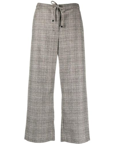Max Mara Houndstooth Tailored Cropped Trousers - Grey