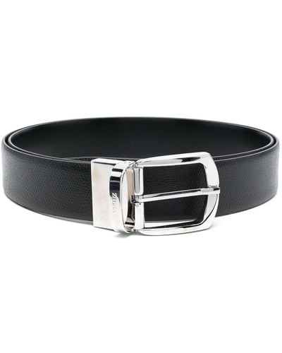 ZEGNA Reversible Leather 35mm Belt - Black