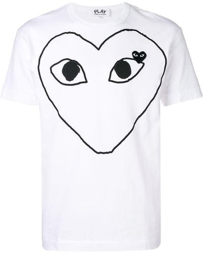COMME DES GARÇONS PLAY T102 Black Heart Outline T-shirt White In 1