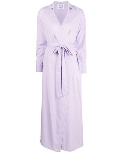 Evi Grintela Stripe-print Cotton Midi Dress - Purple
