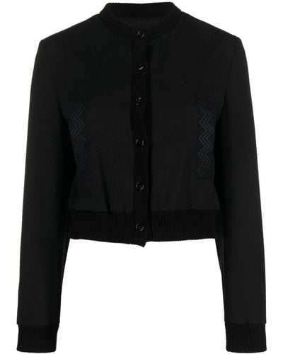 Missoni Zigzag-embroidered Button-up Jacket - Black