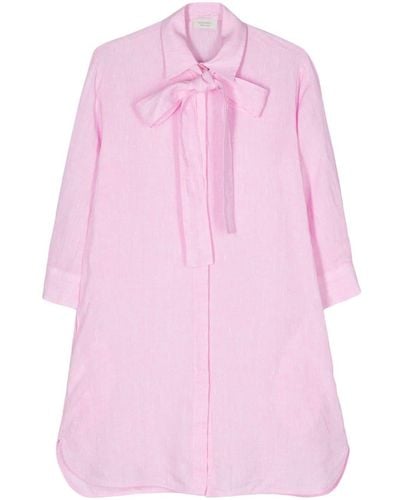 Mazzarelli Pussy-bow Collar Linen Shirt - Pink