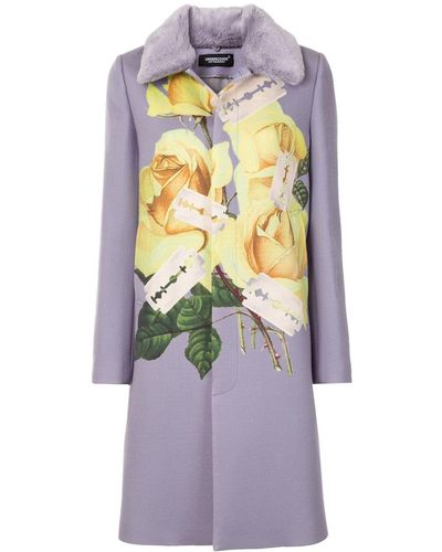 Undercover Rose-print Single-breasted Coat - Purple