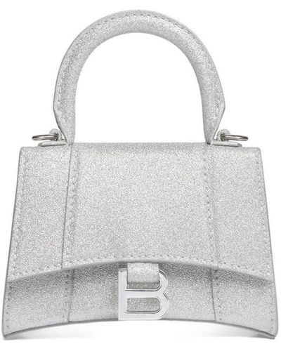Balenciaga Hourglass Mini Glitter Top Handle Bag - Gray
