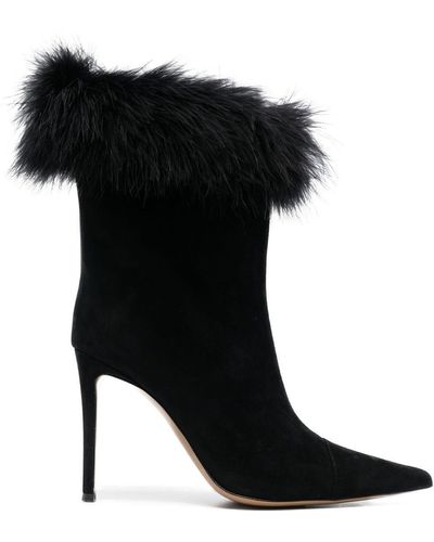 Alexandre Vauthier Bottes à bordure en fourrure - Noir