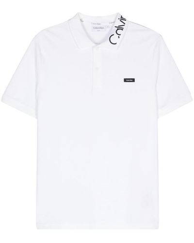 Calvin Klein Logo-embroidered Piqué Polo Shirt - White