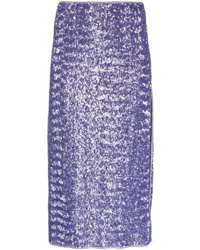 Oséree Night Sequinned Midi Skirt - Blue