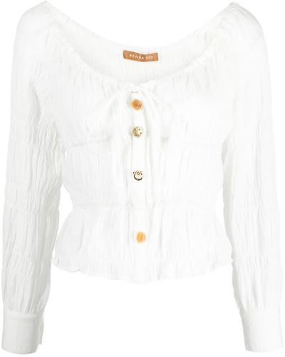 Rejina Pyo Effi Smocked Cotton Blouse - White
