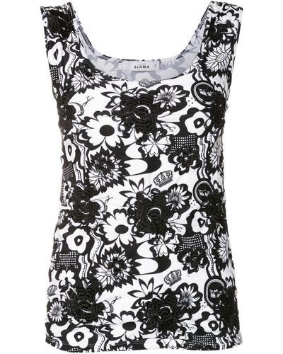 Amir Slama Floral-print Vest - Black