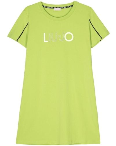 Liu Jo Vestido estilo camiseta con apliques de strass - Verde
