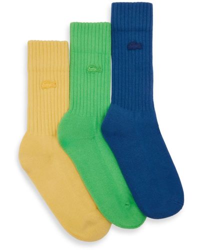 Lacoste Logo-embroidered Socks (pack Of Three) - Green