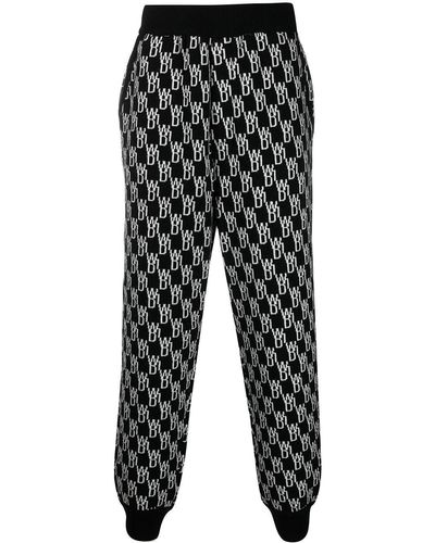 we11done Intarsia Knit Track Trousers - Black