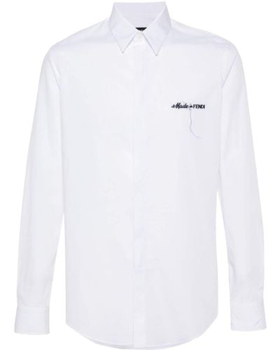 Fendi Katoenen Overhemd Met Geborduurde Tekst - Wit
