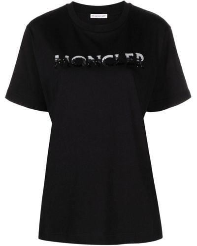 Moncler T-shirt Verfraaid Met Pailletten - Zwart