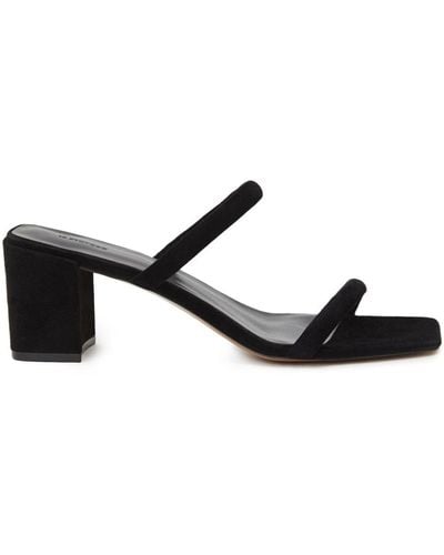 12 STOREEZ Block-heel Suede Sandals - Black
