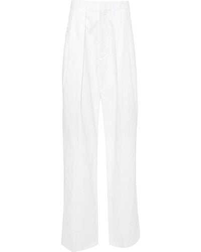 Moschino Wide-Leg-Hose mit Bundfalten - Weiß
