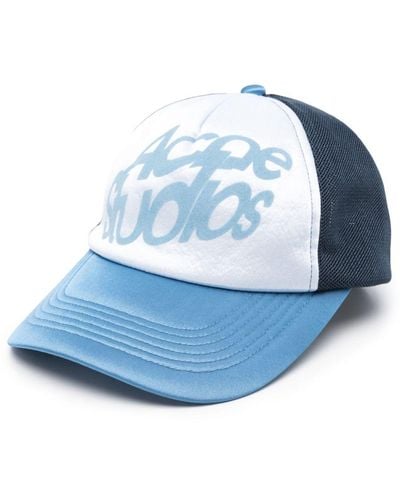 Acne Studios Flocked-logo Mesh Hat - Blue