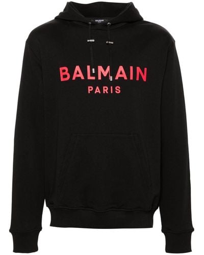 Balmain Logo-print Cotton Hoodie - Black
