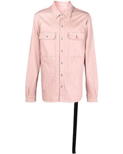 Rick Owens Cotton-blend Long-sleeved Overshirt - Pink