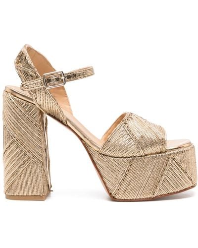 Castañer Florita 130mm Metallic Sandals - Natural