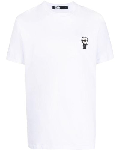 Karl Lagerfeld T-shirt en coton à patch logo - Blanc