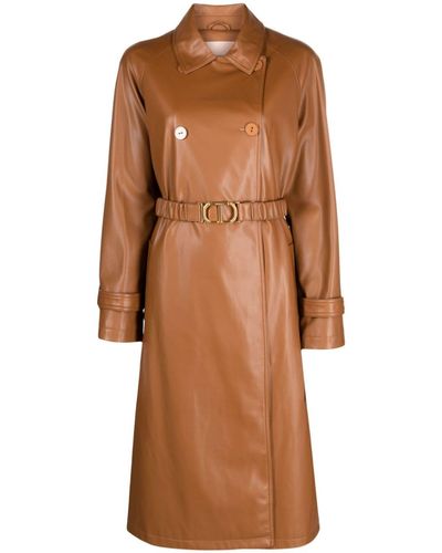 Twin Set Belted Double-breasted Coat - Brown