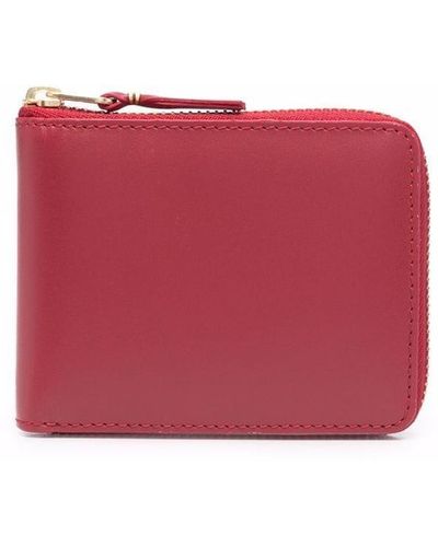 Comme des Garçons Bi-fold Zipped Leather Wallet - Red