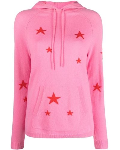 Chinti & Parker Star Intarsia-knit Hoodie - Pink