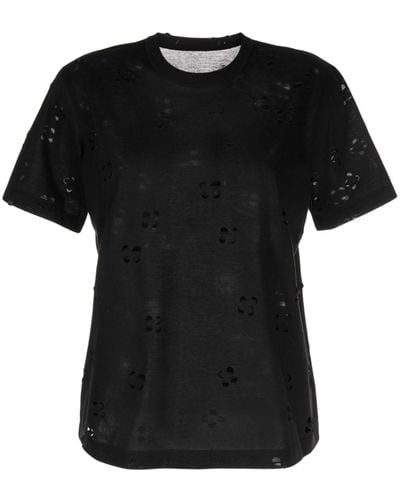 JNBY Cut-out Cotton-blend T-shirt - Black