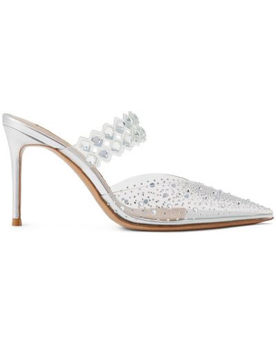 Nicoli Farrow Crystal-embellished Leather Sandals - White